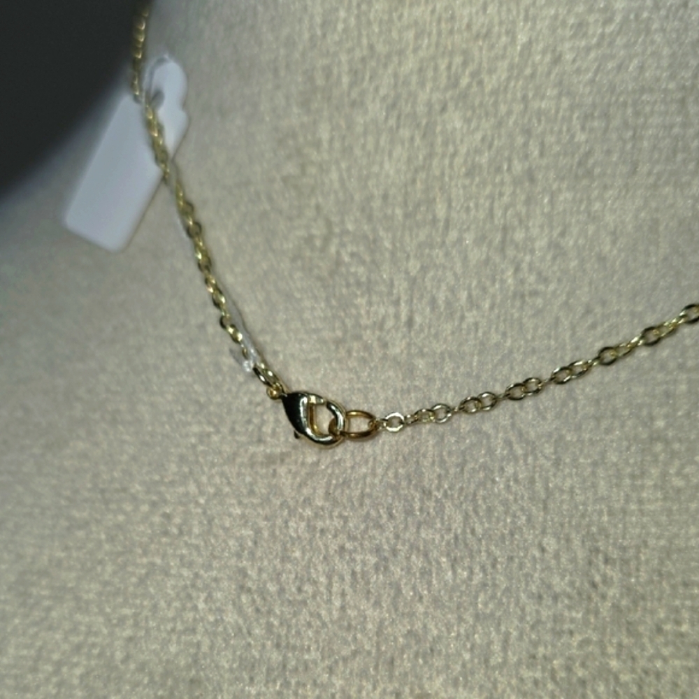 3 CT Cubic Zirconia With Gold & White 19" Necklace with Clear Pendant - Picture 5 of 6